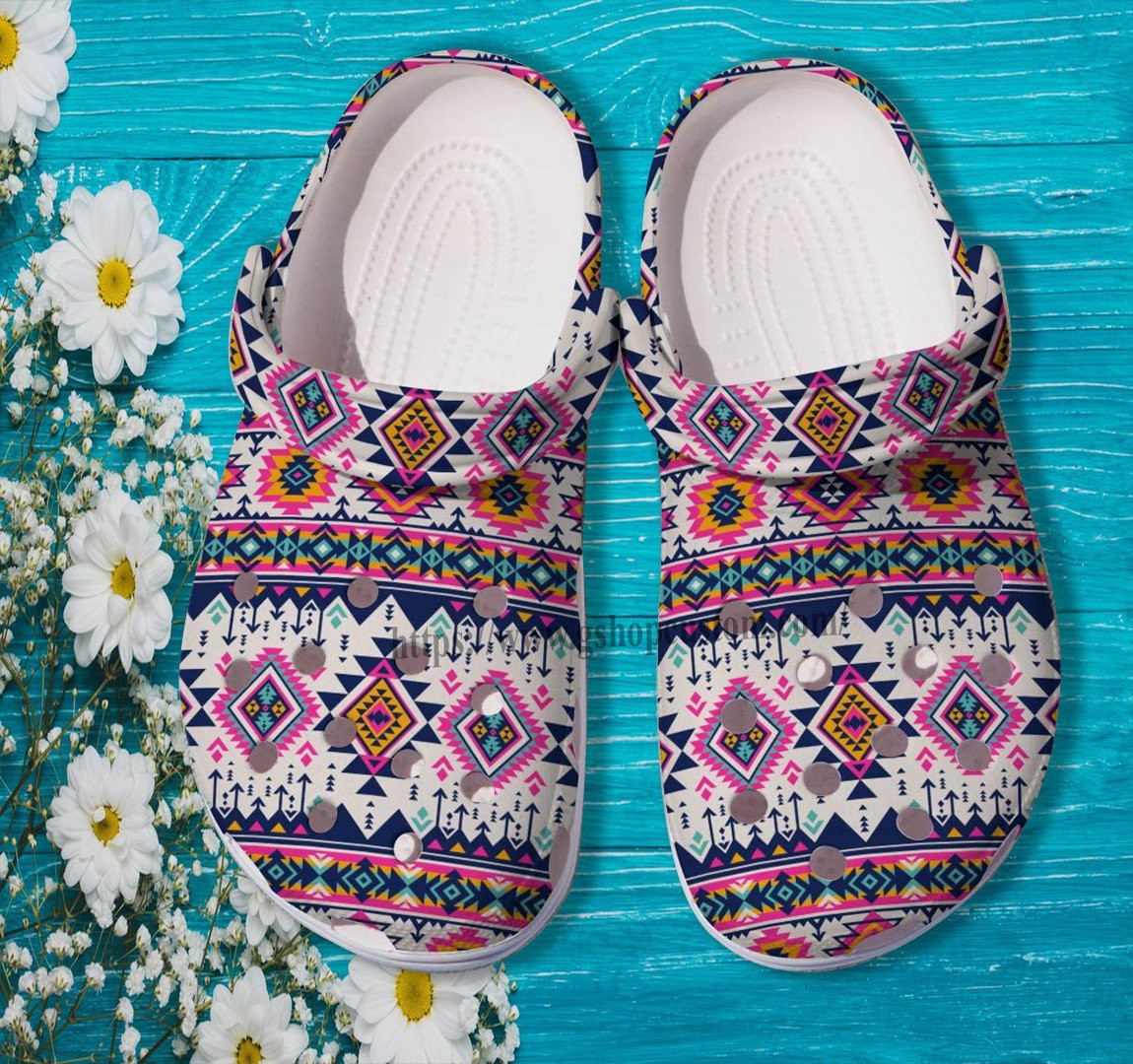 Native Boho Vintage Shoes Gift Grandma- Native Girl Boho Style Shoes Croc Clogs