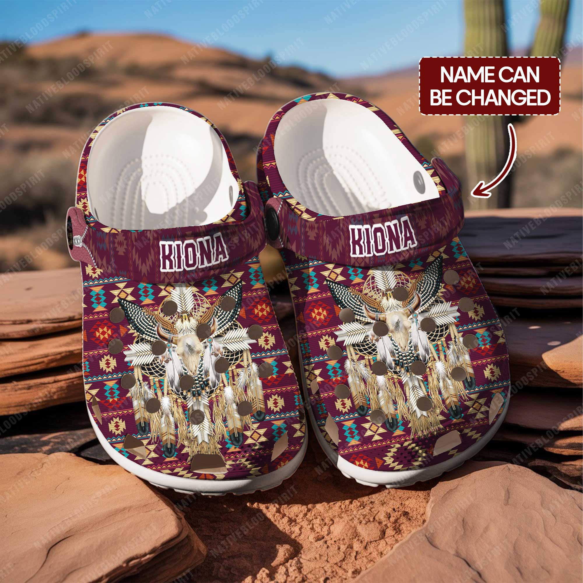 Native Bull Skull Crocs Crocband Clogs Shoes Comfortable For Men Women and Kids