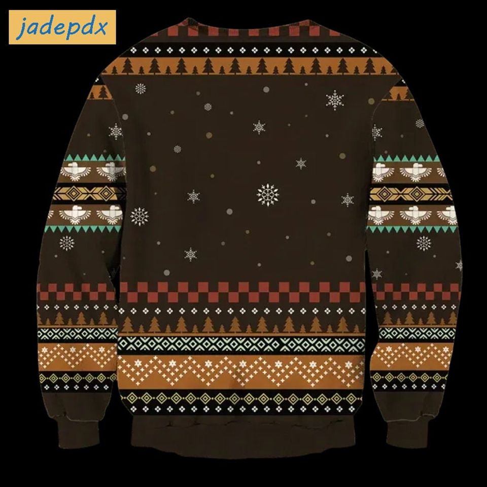 Native Owl Ugly Christmas Sweater, Unique Christmas Gift, Night Owl Sweater - Image 2