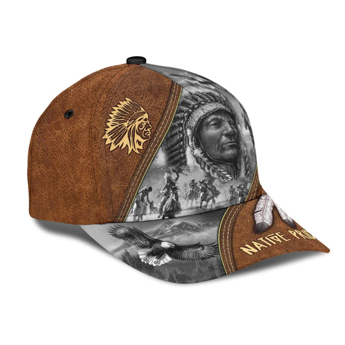 Native Pride Leather Print Classic Cap - Indigenous hat - Native American Snapback 3D Personalized Caps Trucker Hats Custom Hats Gifts For Men & Women