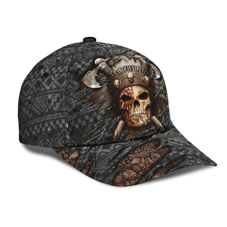 Native Skull American Pattern Hat Classic Cap 3D Unisex Cap, Human Cap, Trending Cap, American Cap Trucker Hats Custom Hats Gifts For Men & Women