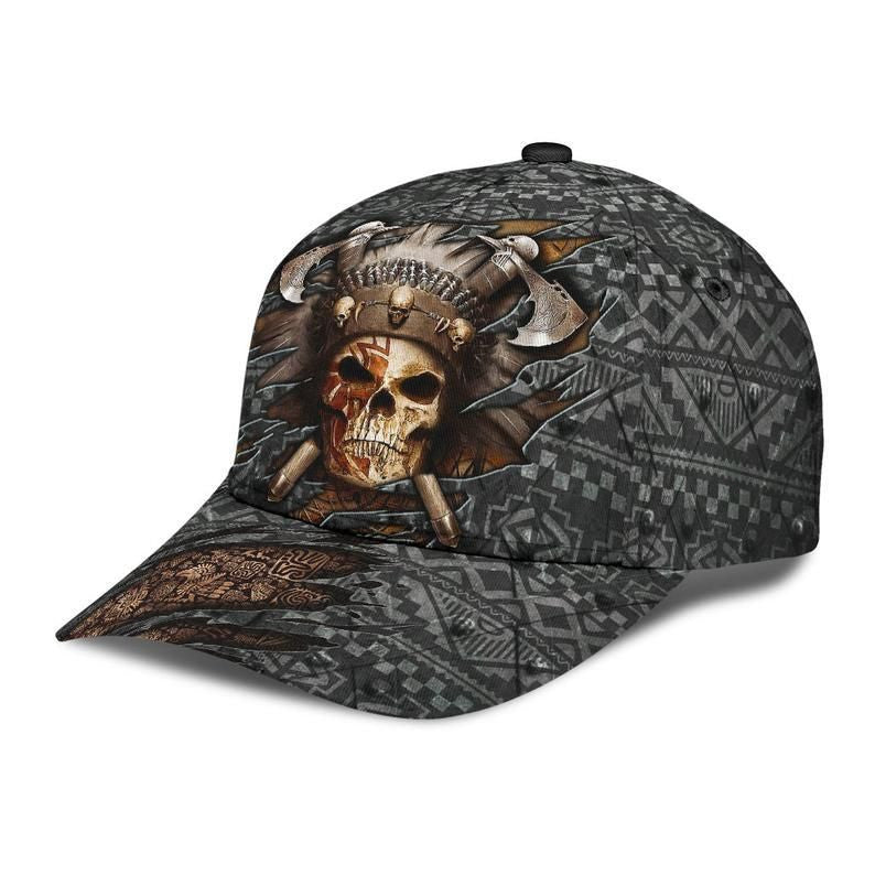 Native Skull American Pattern Hat Classic Cap 3D Unisex Cap, Human Cap, Trending Cap, American Cap Trucker Hats Custom Hats Gifts For Men & Women