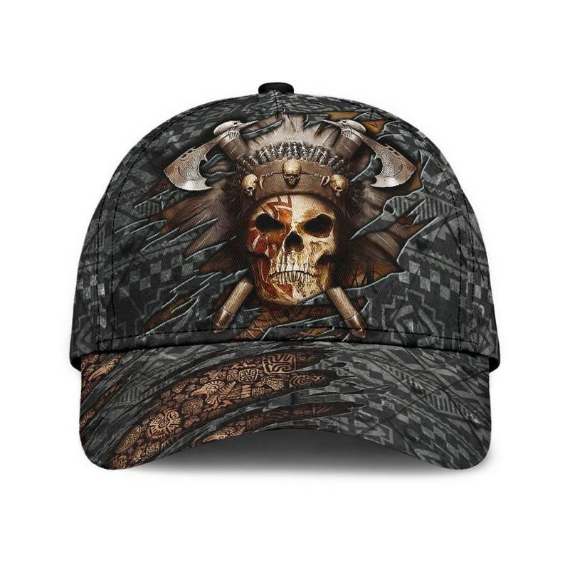 Native Skull American Pattern Hat Classic Cap 3D Unisex Cap, Human Cap, Trending Cap, American Cap Trucker Hats Custom Hats Gifts For Men & Women