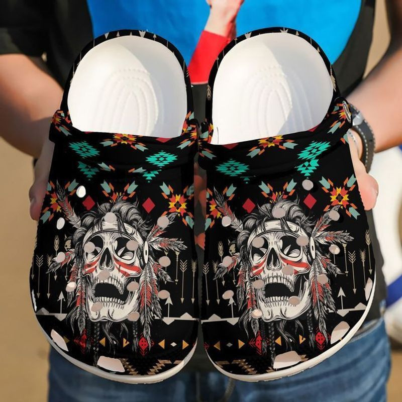 Native Skull clog Shoesshoes Skull Native Feather Native American clog Shoesskull Lovers Native American Day