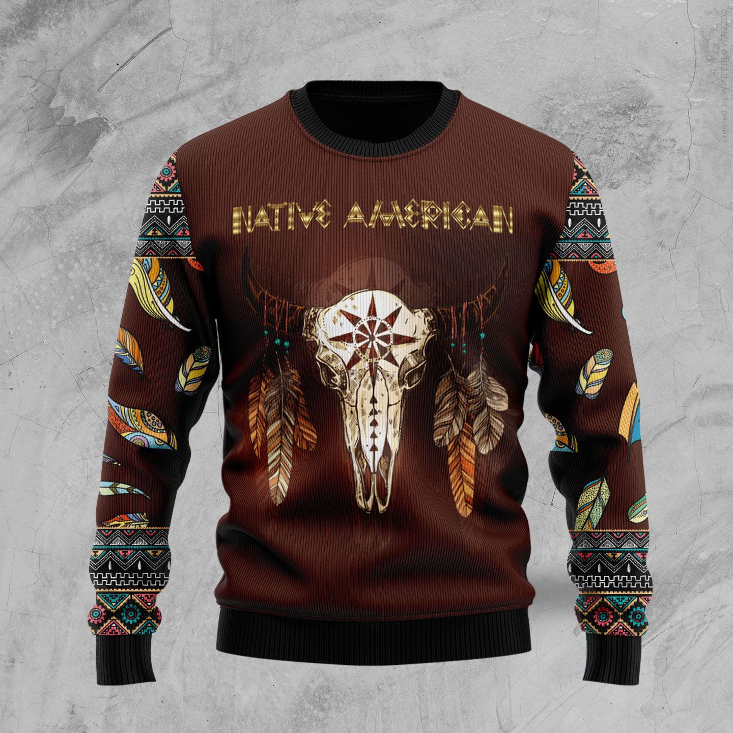 Native Skull Ugly Christmas Sweater Adult 3D Funny Matching for family
