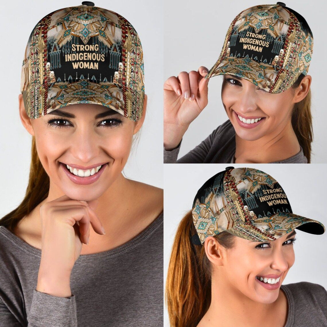 Native Strong Indigenous Woman Classic Cap - Indigenous hat - Native American Snapback 3D Personalized Caps Trucker Hats Custom Hats Gifts For Men & Women