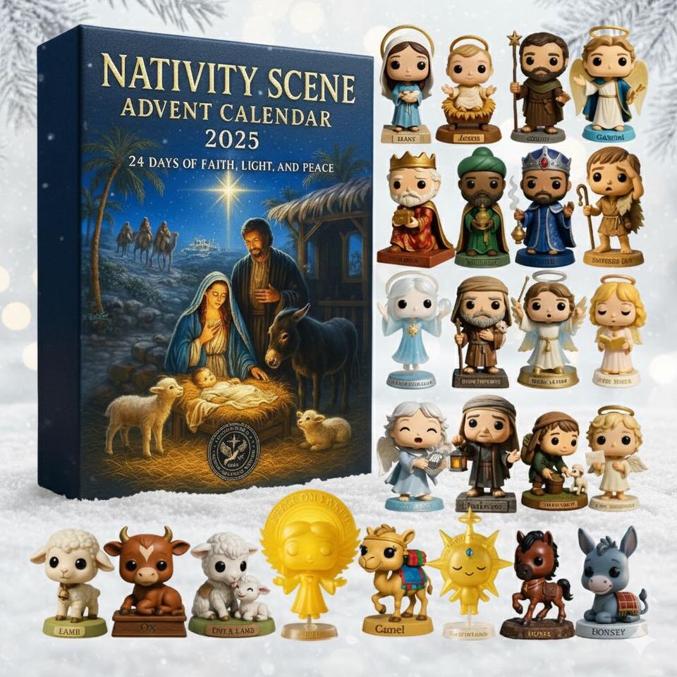 Nativity Scene 24 Acrylic Ornaments Set, Holy Family Christmas Tree Hanging Decor, Faith Gift