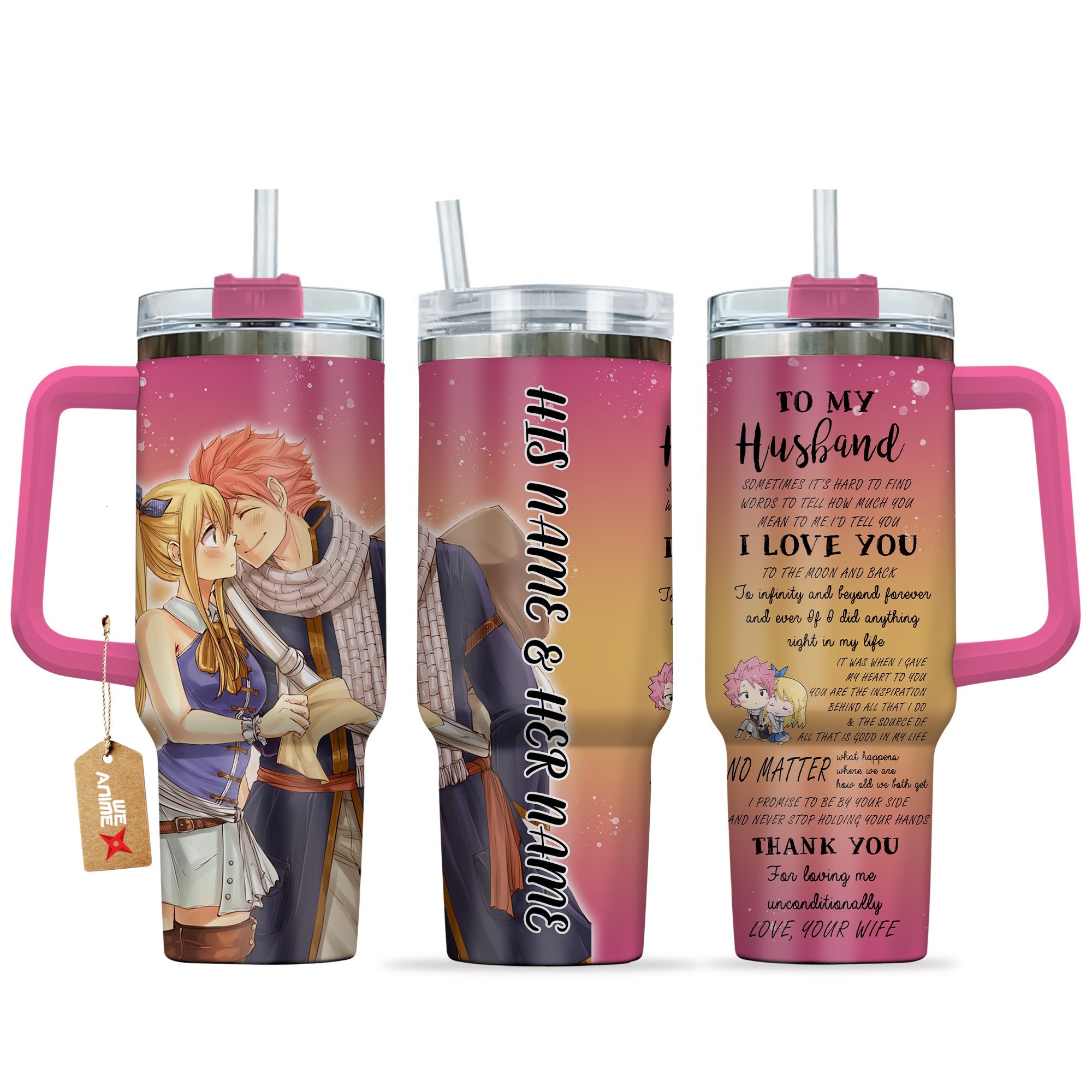 Natsu Dragneel & Lucy Heartfilia Fairy Tail Anime Valentine Custom Stanley Cup 40 oz 30 oz Tumbler With HandleTVC2301166