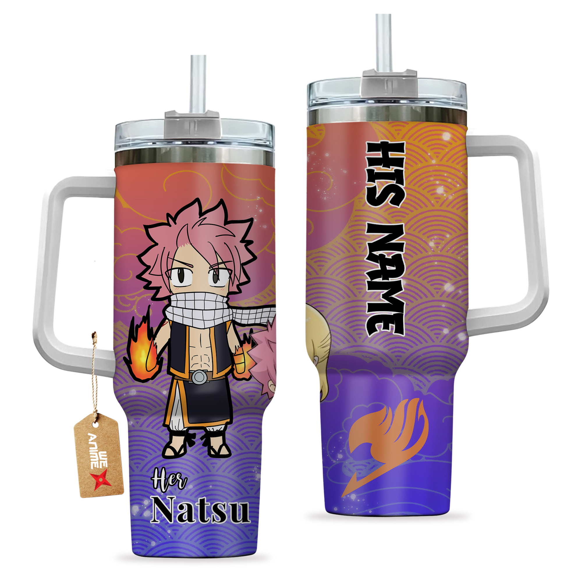 Natsu Dragneel Fairy Tail Anime Valentine Custom Stanley Cup 40 oz 30 oz Tumbler With HandleTVC2301167 - Image 2