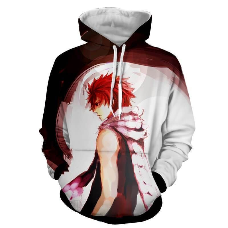 Natsu Dragneel Fairy Tail Black & White 3D All Over Print Hoodie, Zip Hoodie