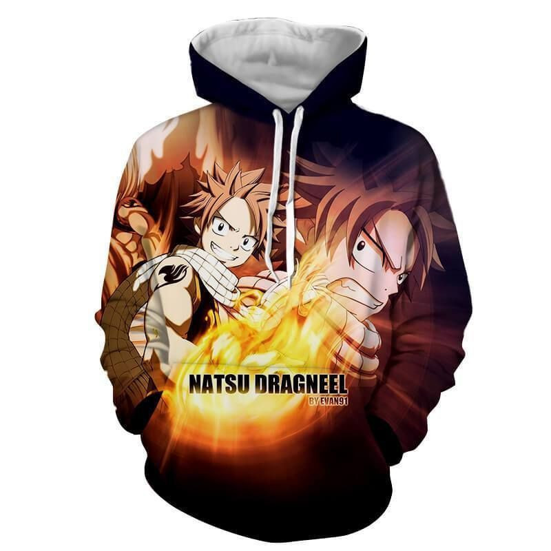 Natsu Dragneel Fairy Tail Black 3D All Over Print Hoodie, Zip Hoodie