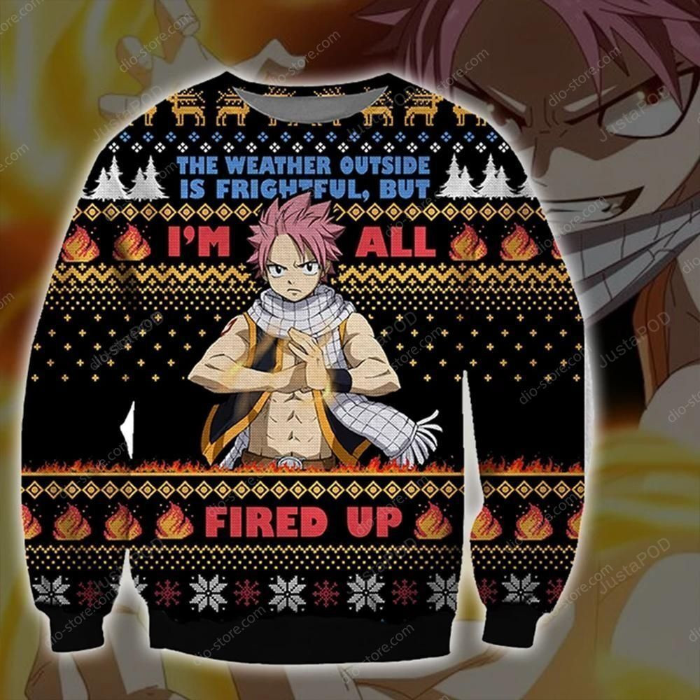 Natsu Dragneel Knitting Pattern 3D Print Ugly Christmas Sweater Adult 3D Funny Matching for family