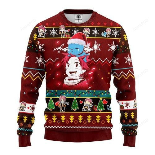 Natsu Fairy Tail Anime Christmas For Anime Lovers Ugly Christmas Sweater Adult 3D Funny Matching for family