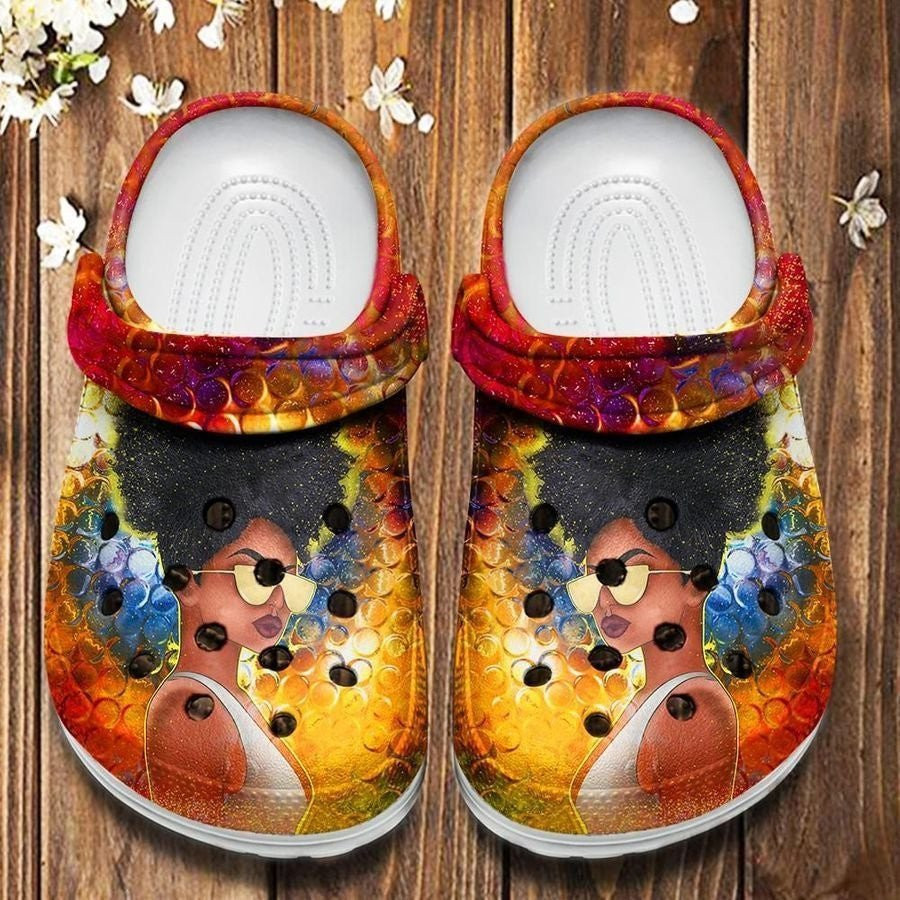 Natural Curl Girl Cool Yellow Glasses Shoes Clogs Gift