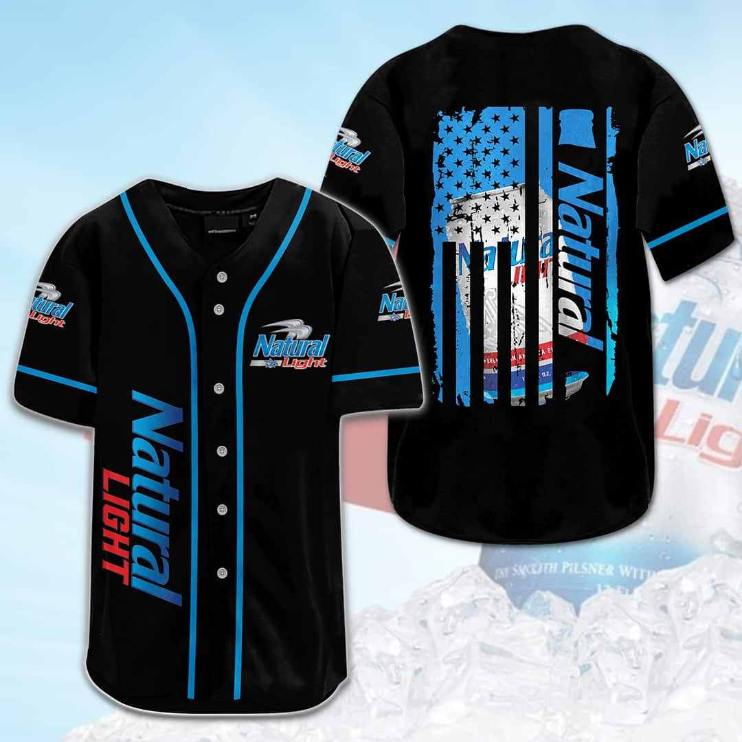 Natural Light Baseball Jersey US Flag Gift For Beer Lover, Natural Light Beer Fan Gift Idea, Beer Baseball Jersey For Men Women