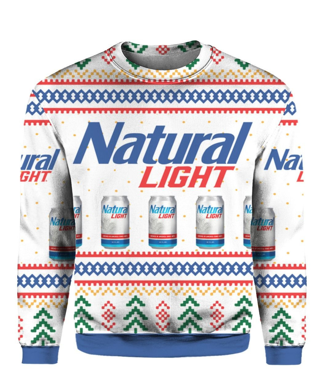 Natural Light Can Beer Ugly Christmas Sweater Adult 3D Funny Matching for family