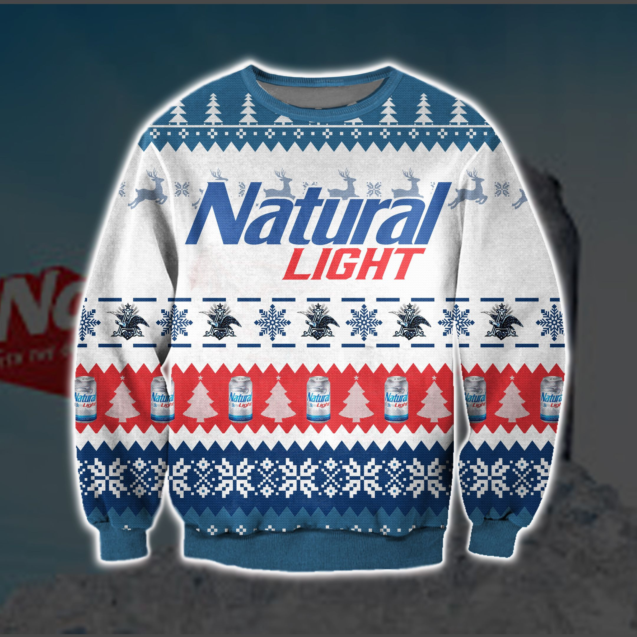 Natural Light Knitting Pattern 3D All Over Print Ugly Christmas Sweater Adult 3D Funny Matching for family