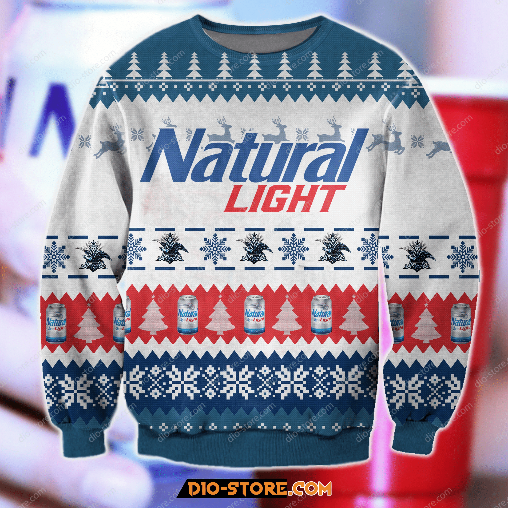 Natural Light Knitting Pattern 3D Ugly Christmas Sweater Adult 3D Funny Matching for family