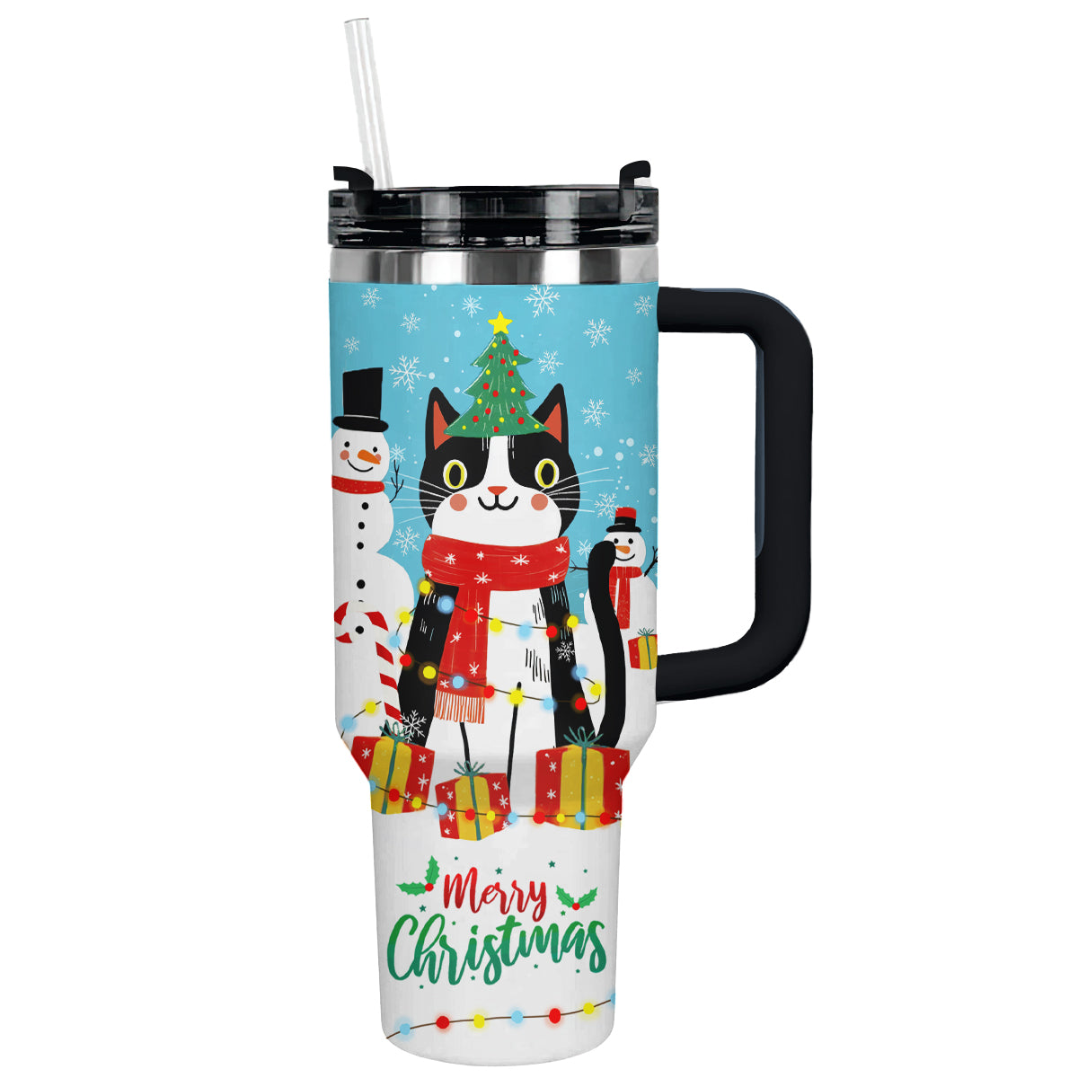 Naughty Cat With Christmas Light Custom Stanley Cup 40 oz 30 oz Tumbler With HandleTVC2301501