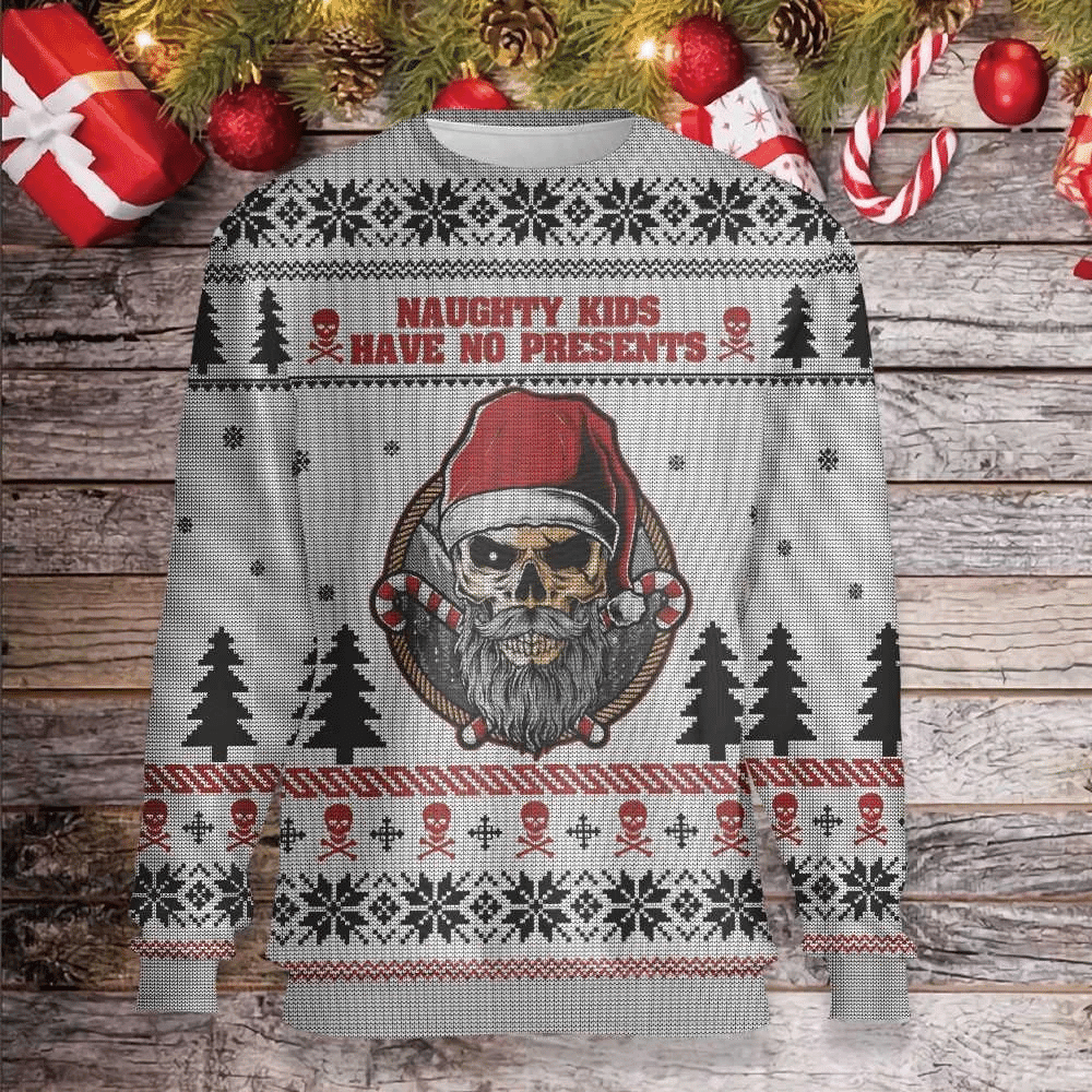 Naughty Kids Have No Present Ugly Christmas Sweater Adult 3D Funny Matching for family