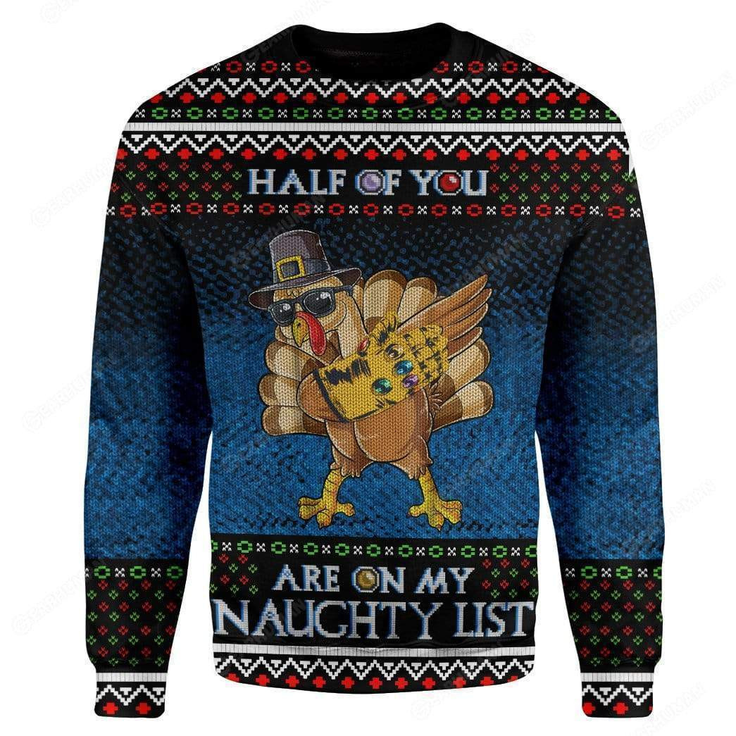 Naughty Turkey Ugly Christmas Sweater Adult 3D Funny Matching for family