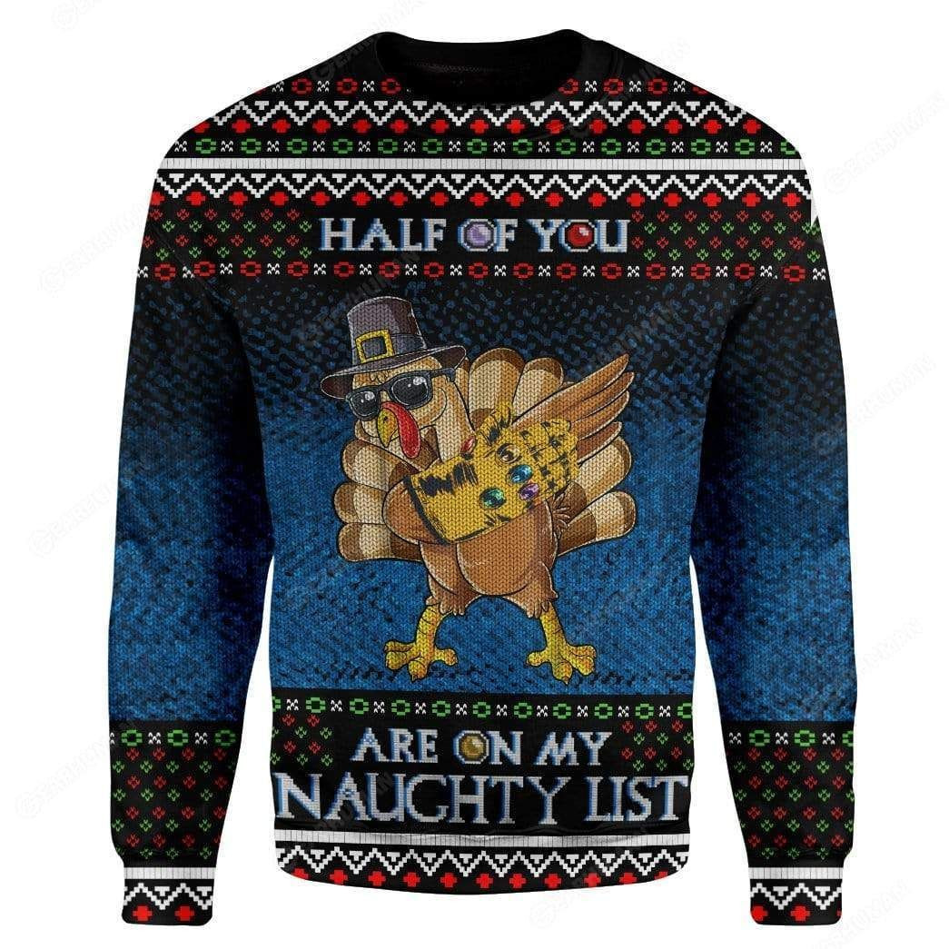 Naughty Turkey Ugly Christmas Sweater Adult 3D Funny Matching for family