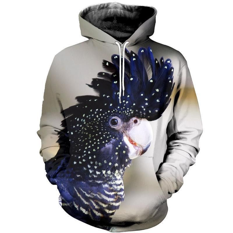 Navy Blue Parrot 3D All Over Print Hoodie, Zip Hoodie