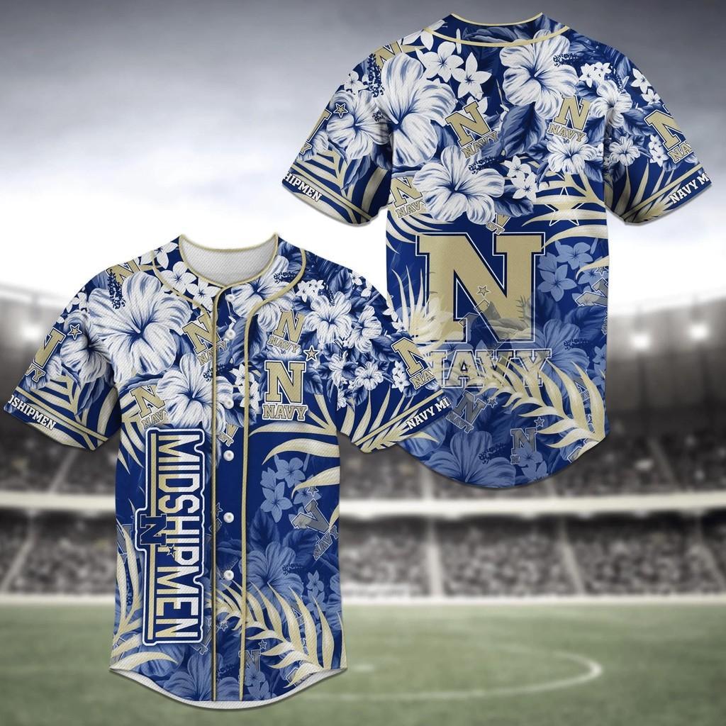 Navy Midshipmen Ncaa Baseball Jersey Shirt Flower