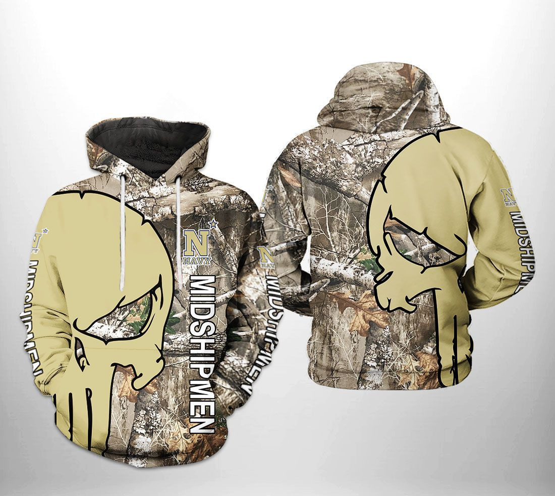 Navy Midshipmen NCAA Camo Veteran Hunting 3D All Over Print Hoodie, Zip Hoodie