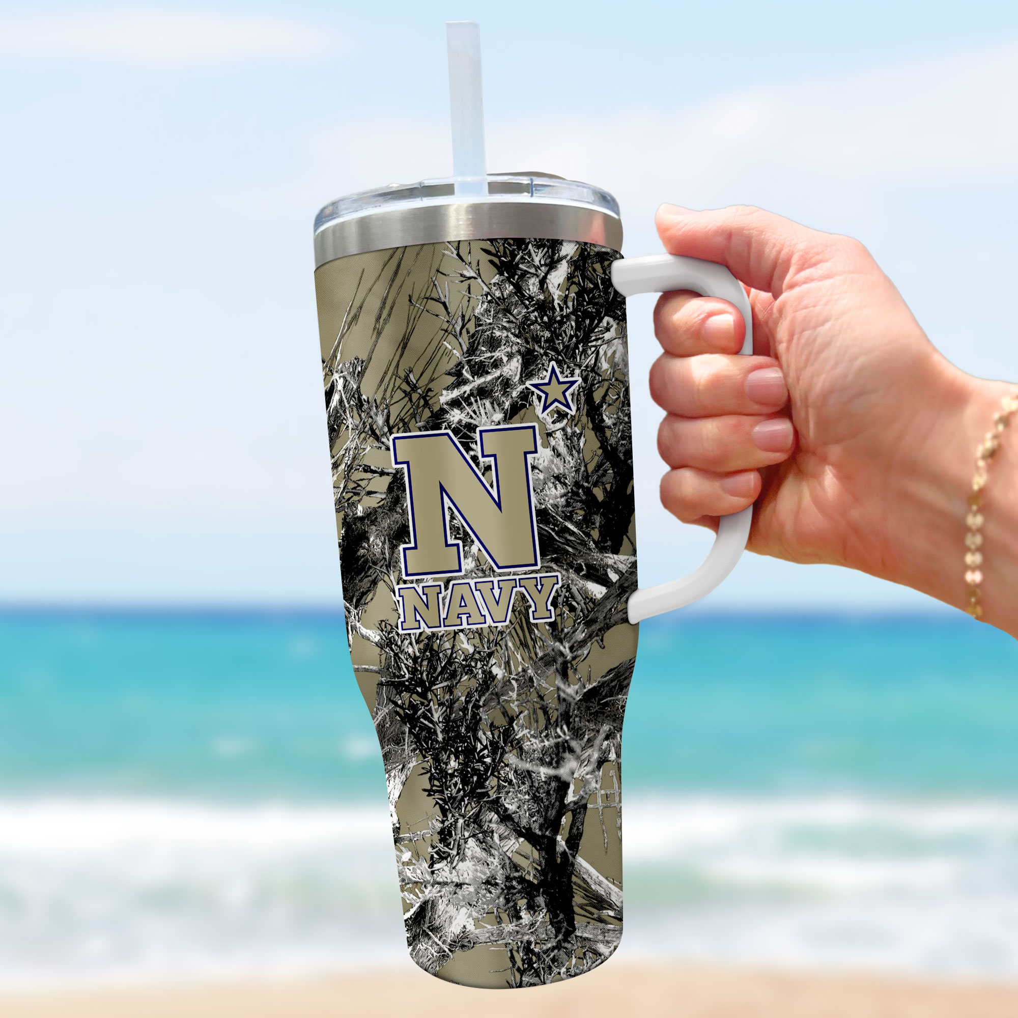 Navy Midshipmen NCAA Hunting Custom Stanley Cup 40 oz 30 oz Tumbler With HandleTVC230115 - Image 3
