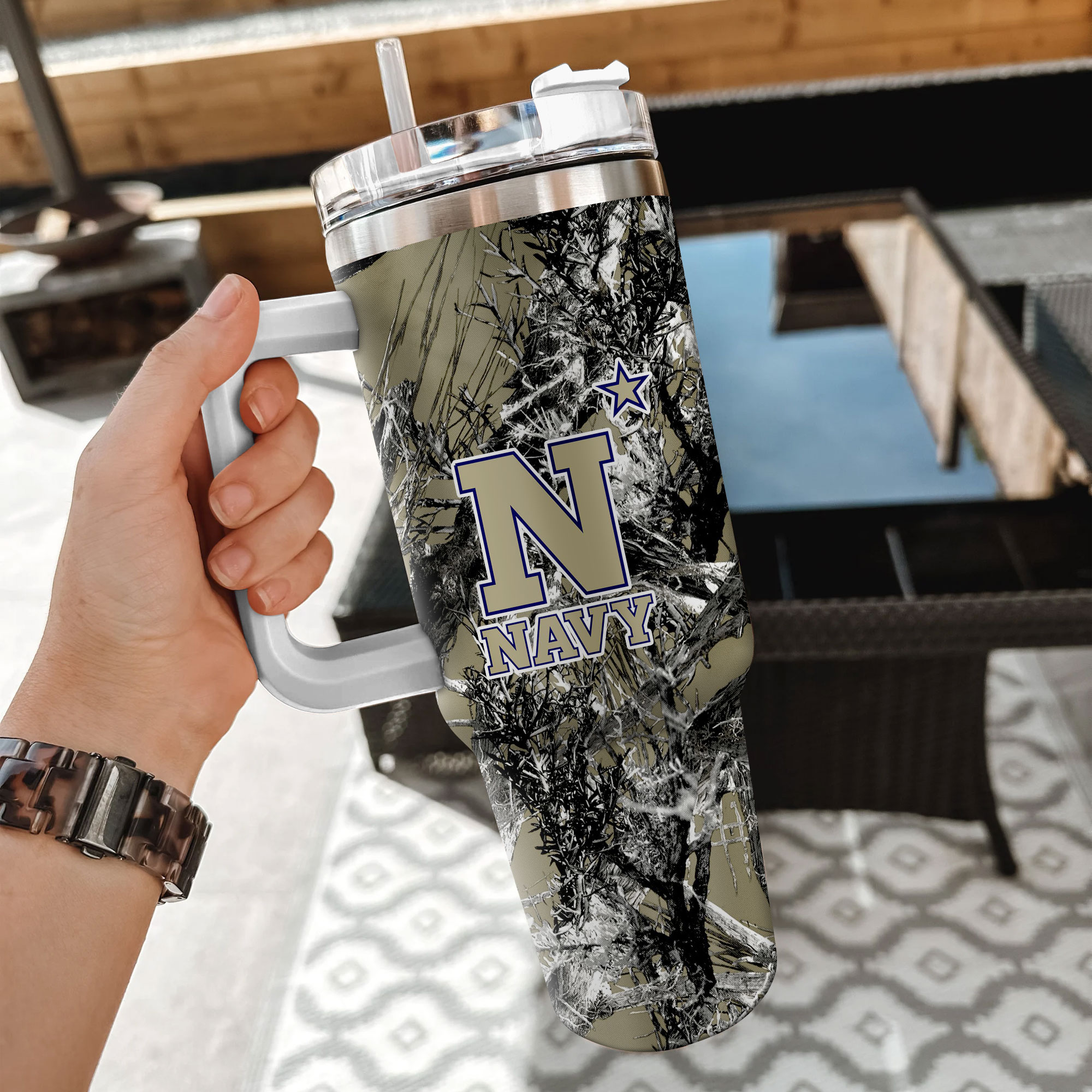Navy Midshipmen NCAA Hunting Custom Stanley Cup 40 oz 30 oz Tumbler With HandleTVC230115 - Image 2