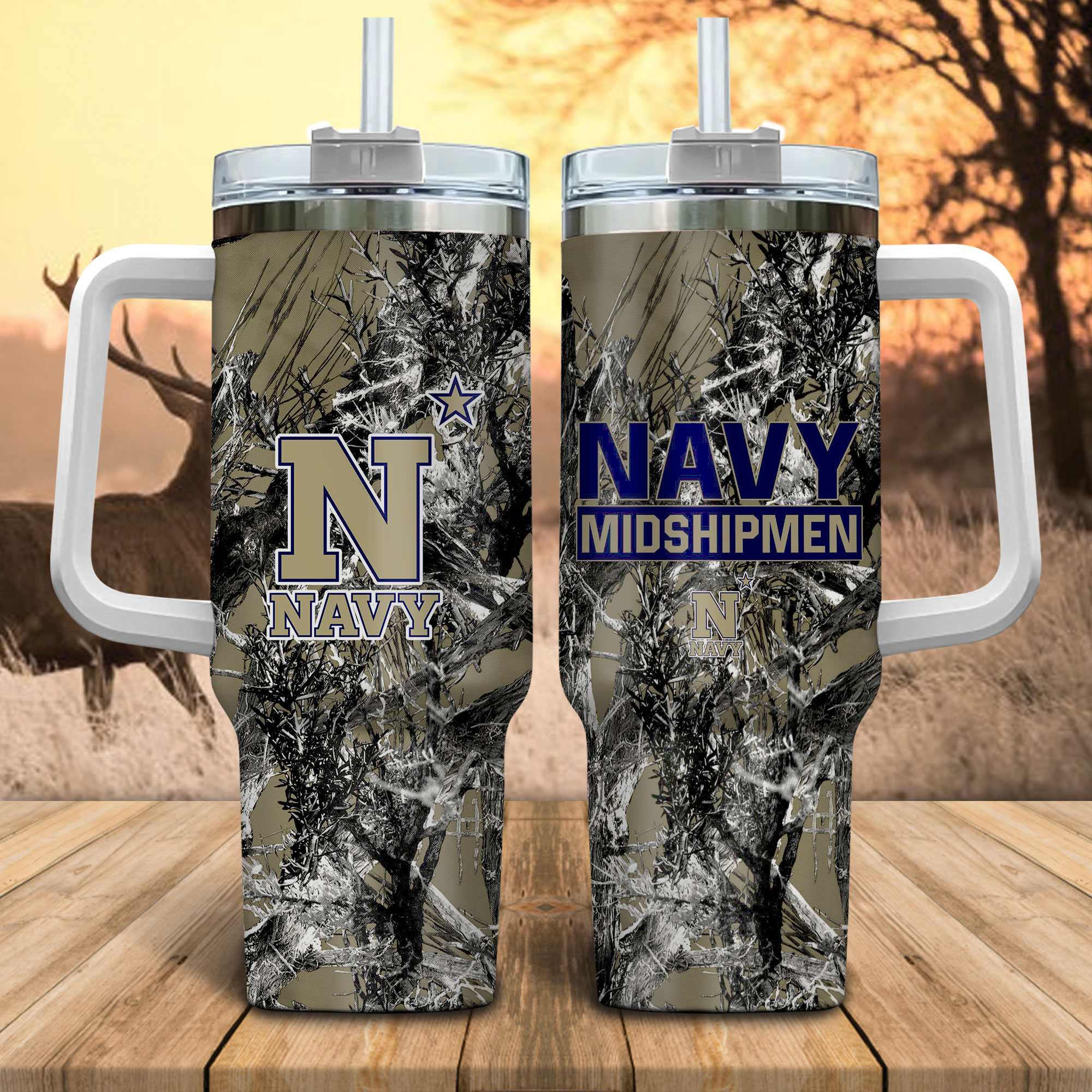 Navy Midshipmen NCAA Hunting Custom Stanley Cup 40 oz 30 oz Tumbler With HandleTVC230115