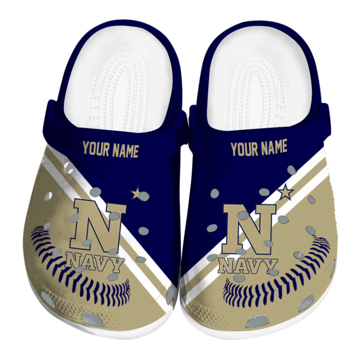 Navy Midshipmen NCAA Sport Crocs Crocband Clogs Shoes Comfortable For Men Women and Kids