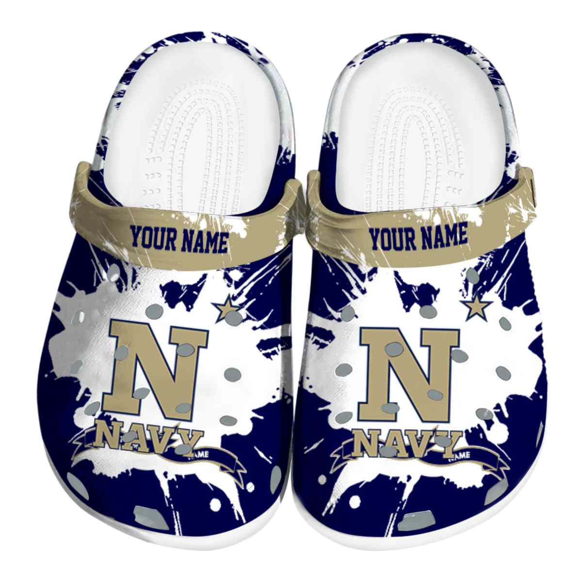 Navy Midshipmen NCAA Sport Crocs Crocband Clogs Shoes Comfortable For Men Women and Kids