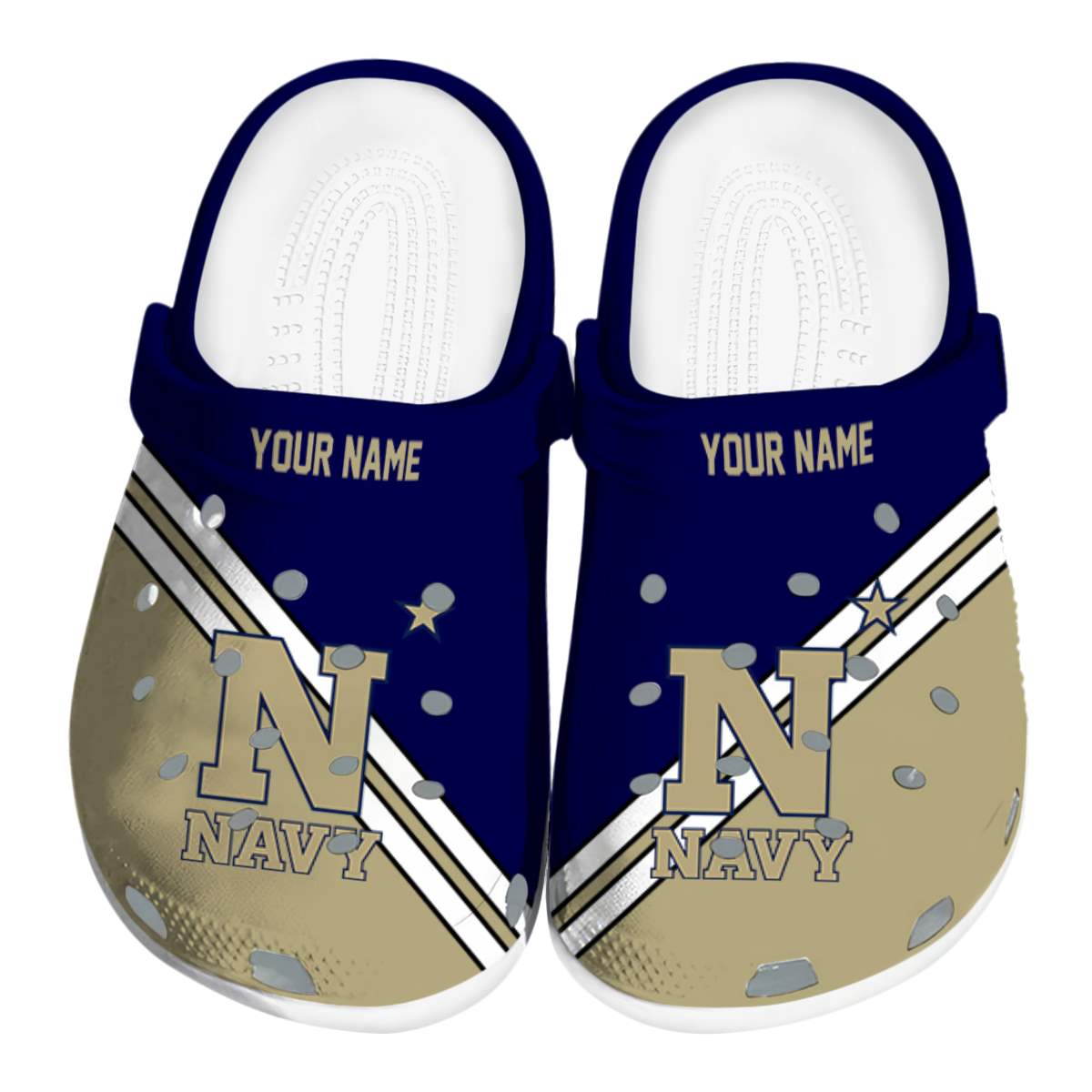 Navy Midshipmen NCAA Sport Crocs Crocband Clogs Shoes Comfortable For Men Women and Kids