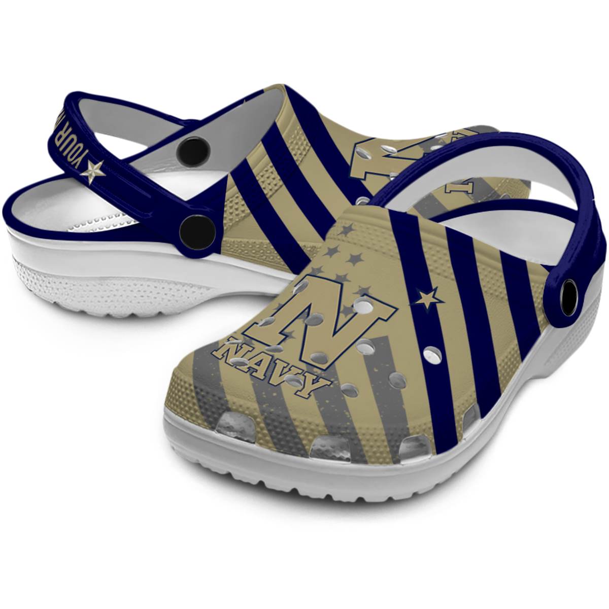 Navy Midshipmen NCAA Sport Crocs Crocband Clogs Shoes Comfortable For Men Women and Kids - Image 3