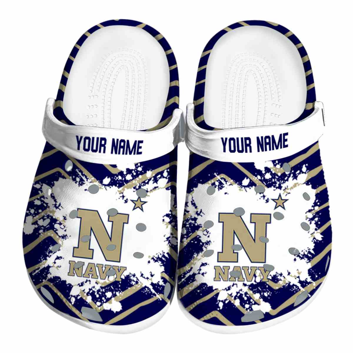 Navy Midshipmen NCAA Sport Crocs Crocband Clogs Shoes Comfortable For Men Women and Kids