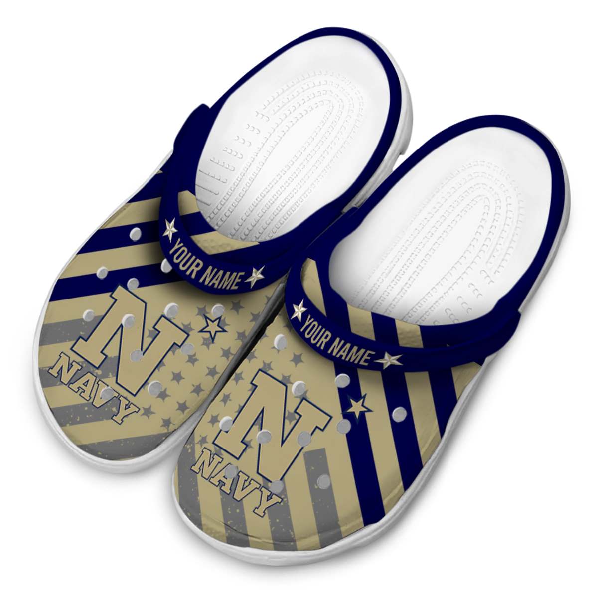 Navy Midshipmen NCAA Sport Crocs Crocband Clogs Shoes Comfortable For Men Women and Kids - Image 4