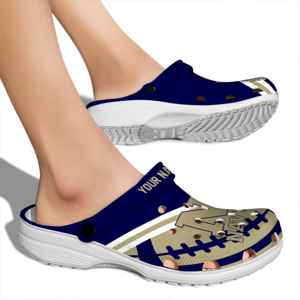 Navy Midshipmen NCAA Sport Crocs Crocband Clogs Shoes Comfortable For Men Women and Kids - Image 2