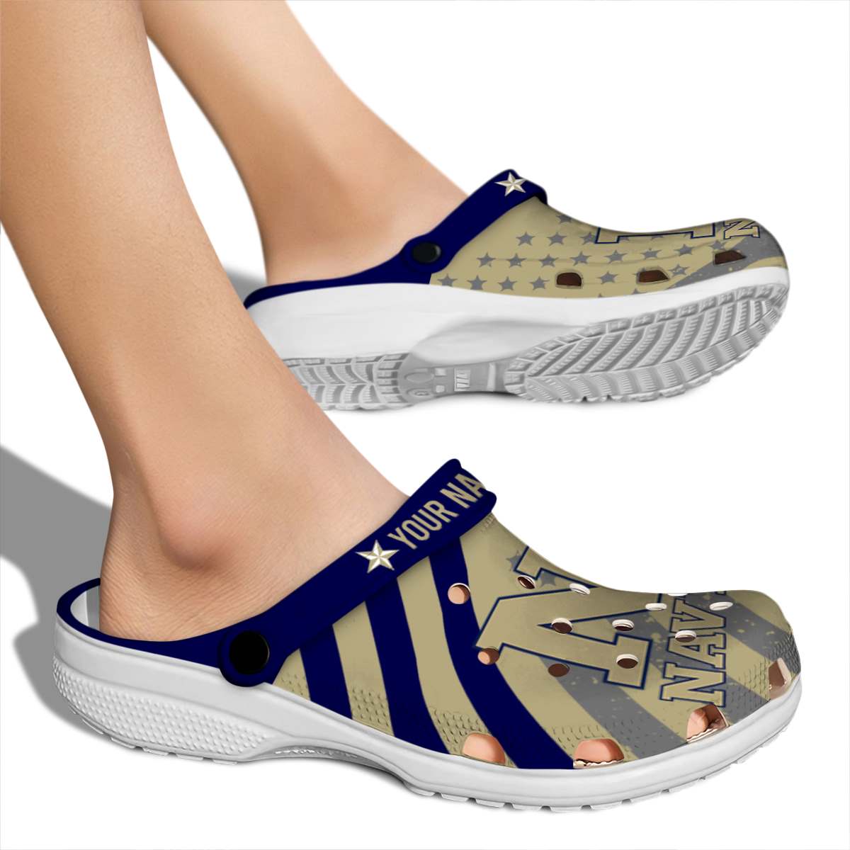 Navy Midshipmen NCAA Sport Crocs Crocband Clogs Shoes Comfortable For Men Women and Kids - Image 2