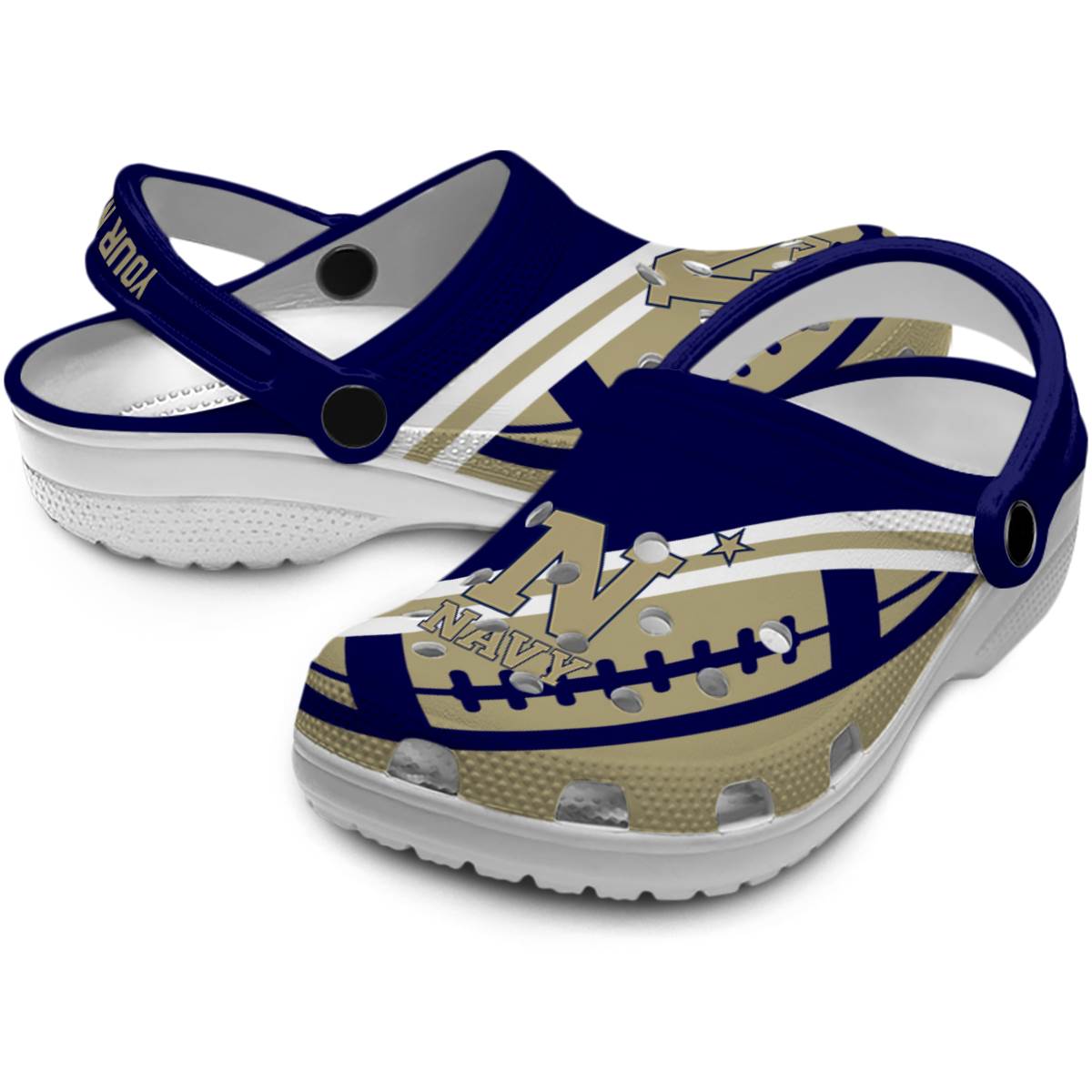 Navy Midshipmen NCAA Sport Crocs Crocband Clogs Shoes Comfortable For Men Women and Kids - Image 3