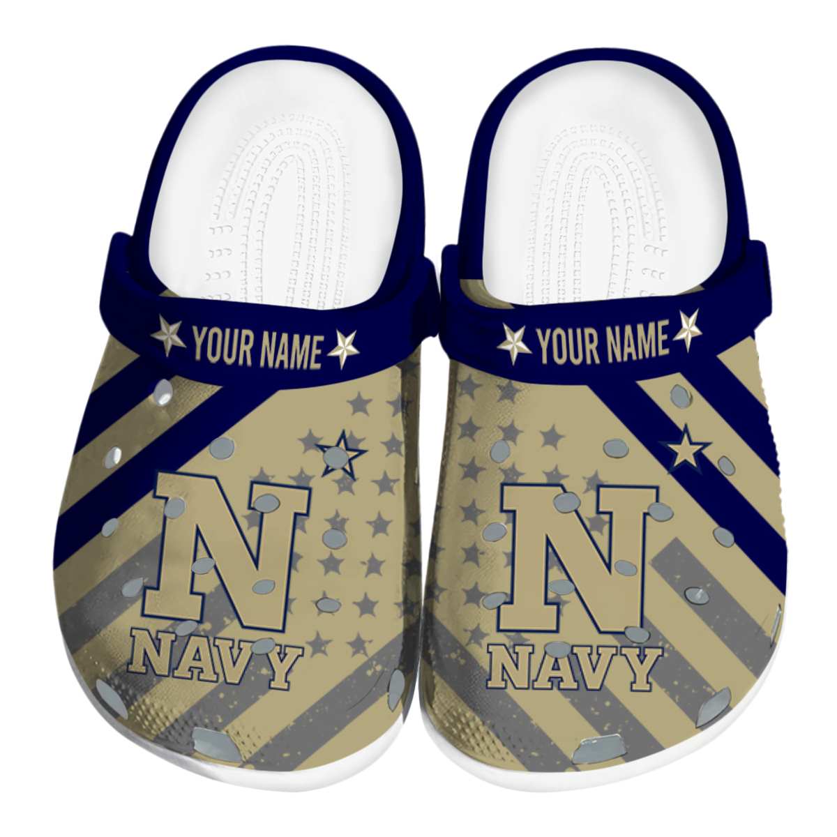 Navy Midshipmen NCAA Sport Crocs Crocband Clogs Shoes Comfortable For Men Women and Kids