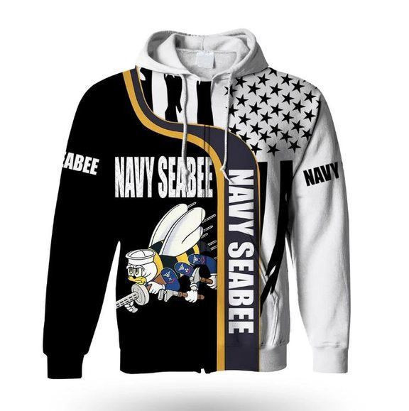 Navy Seabee Usa Flag 3D All Over Print Hoodie, Zip Hoodie
