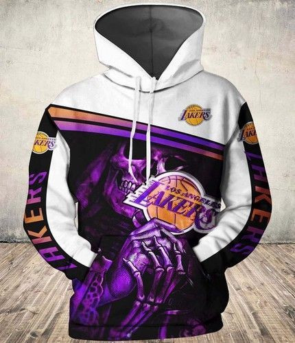 Nba Los Angeles Lakers Skull Zip 3D All Over Print Hoodie, Zip Hoodie