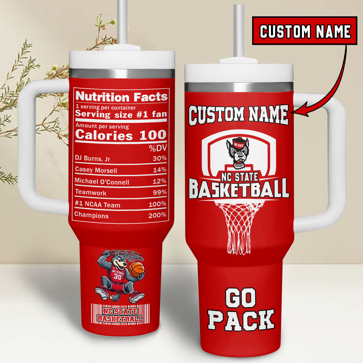 NC State Basketball NCAA Custom Stanley Cup 40 oz 30 oz Tumbler With HandleTVC2301266