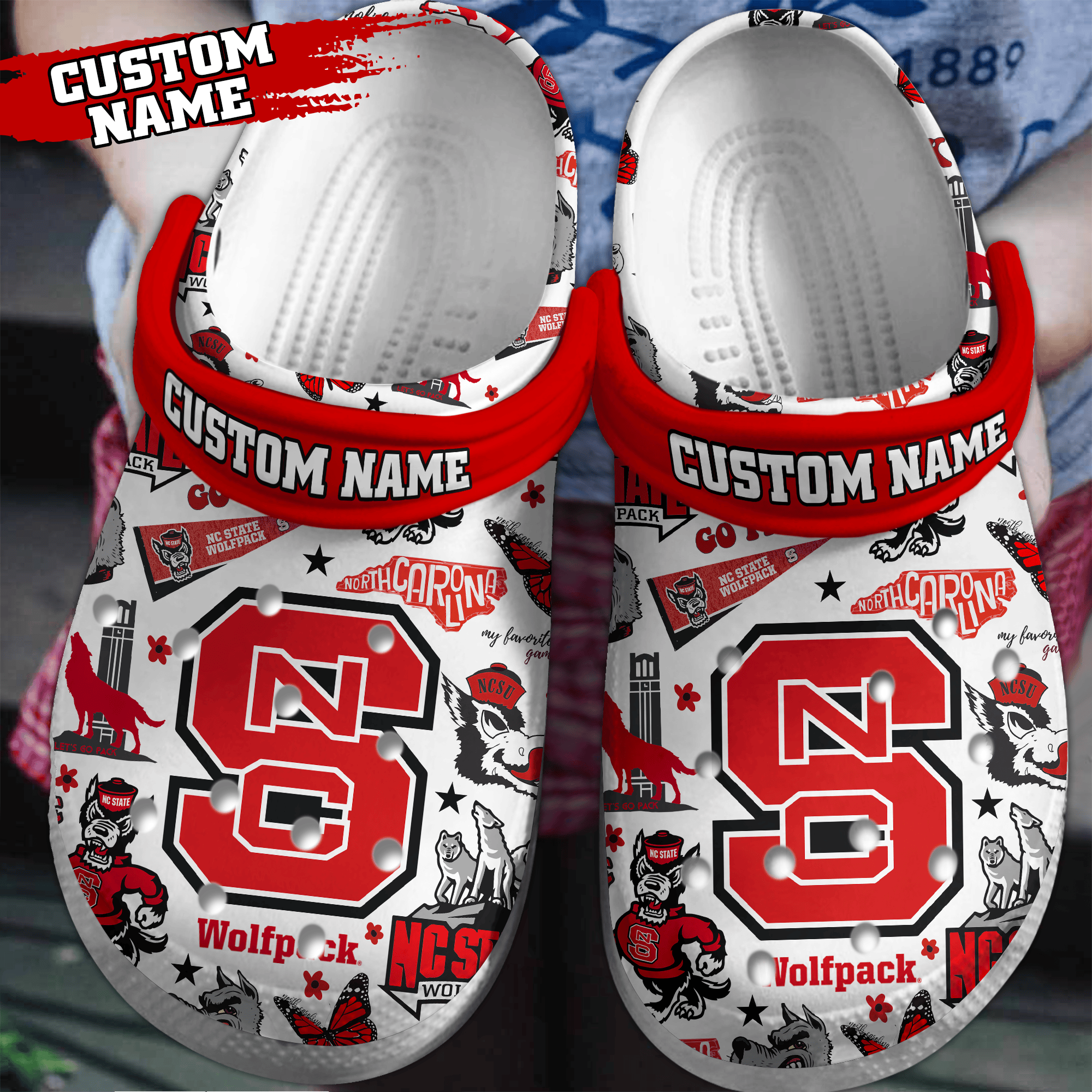 NC State Wolfpack men's basketball NCAA Sport Crocs Crocband Clogs Shoes Comfortable For Men Women and Kids