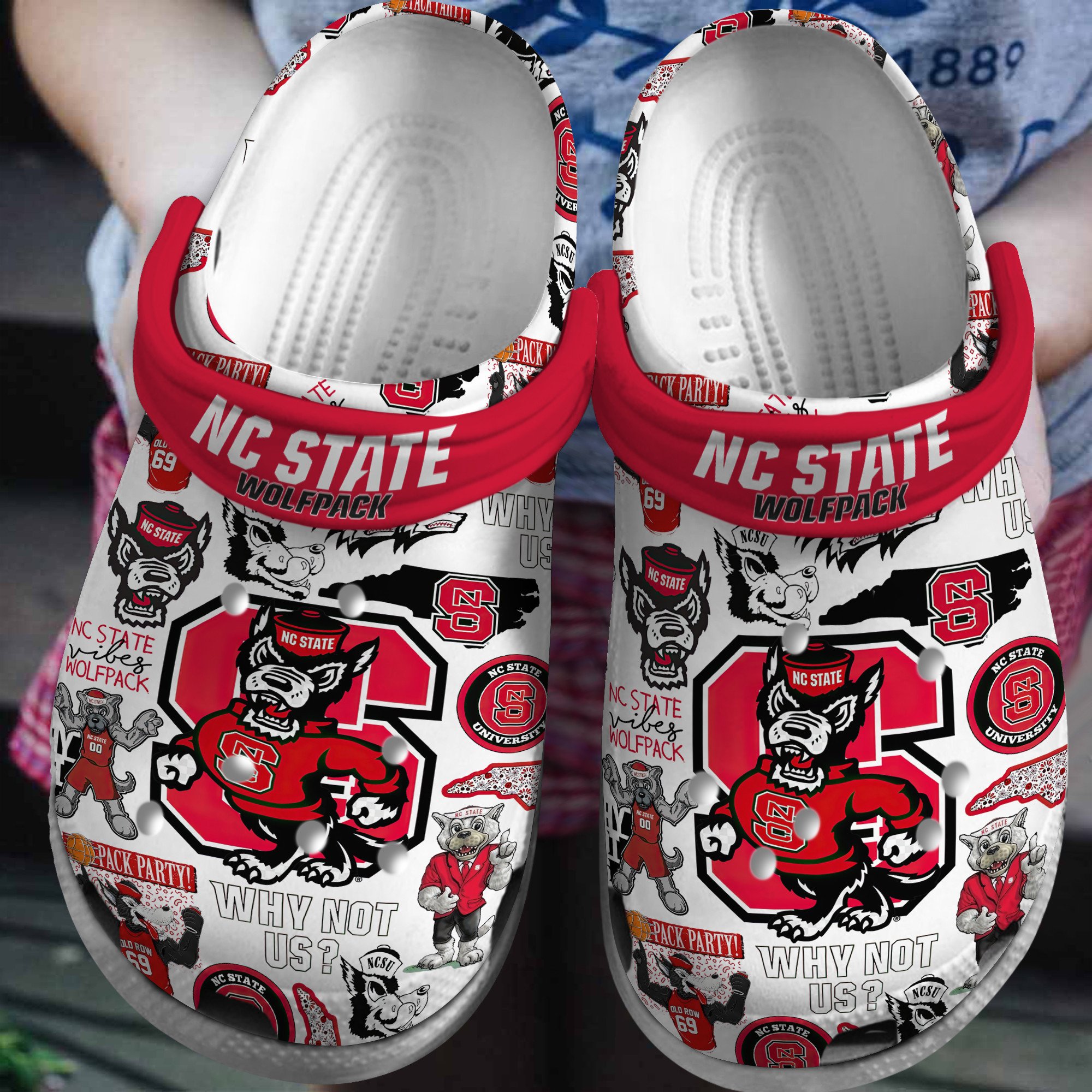 NC State Wolfpack men's basketball NCAA Sport Crocs Crocband Clogs Shoes Comfortable For Men Women and Kids
