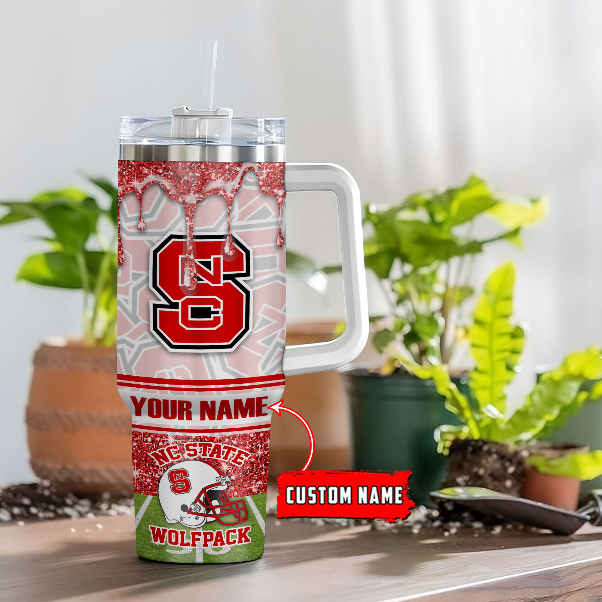 NC State Wolfpack NCAA Glitter Custom Stanley Cup 40 oz 30 oz Tumbler With HandleTVC230116