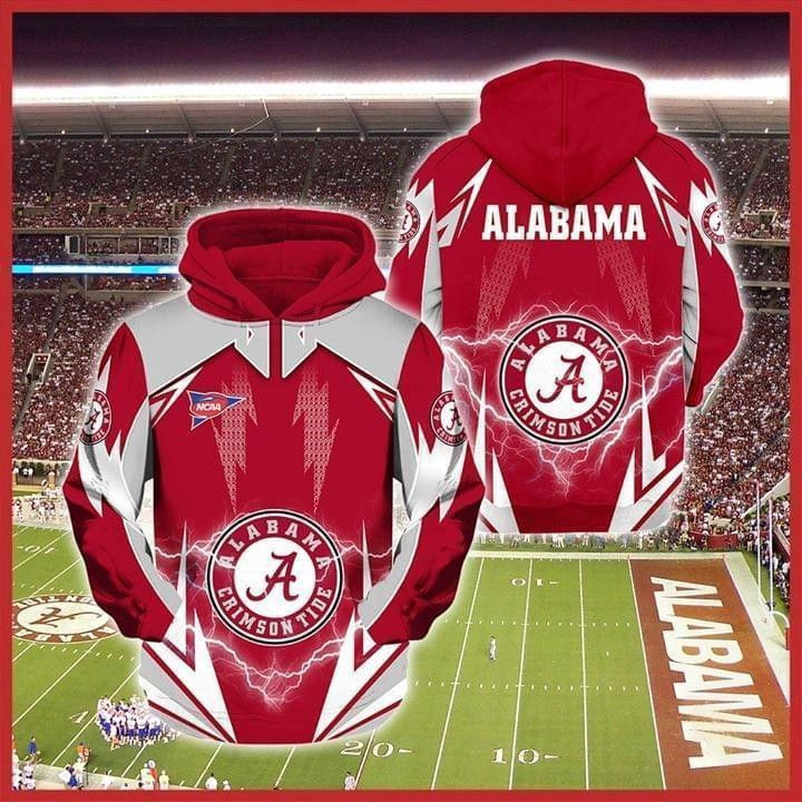 Ncaa Alabama Crimson Tide Lightning 3D All Over Print Hoodie, Zip Hoodie