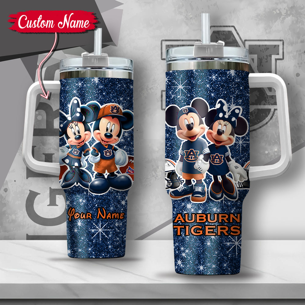 NCAA Auburn Tigers Mickey And Minnie Couple Custom Stanley Cup 40 oz 30 oz Tumbler With HandleTVC2301131